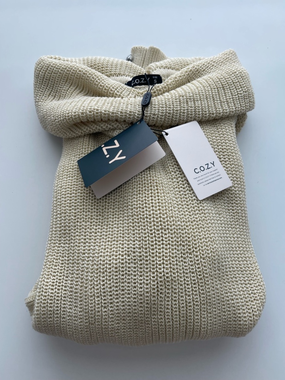 C.O.Z.Y Cream Knit Hoodie Sweater